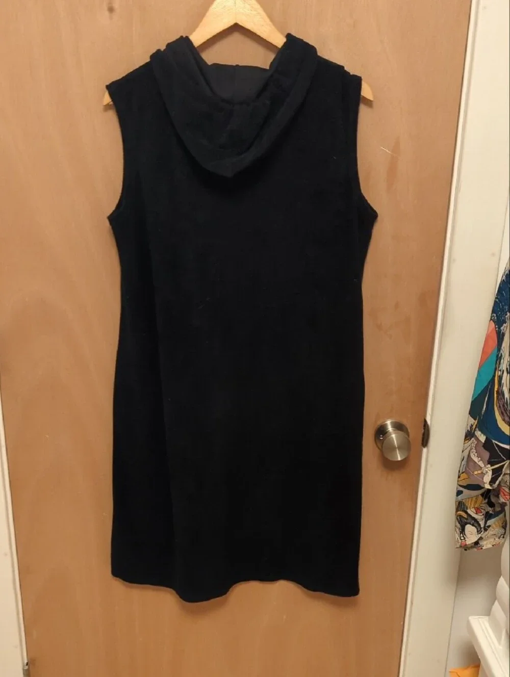 Sweet Terry Cloth Navy Blue Swimsuit Cover Up with Flower Embroidery - Picture 2 of 3